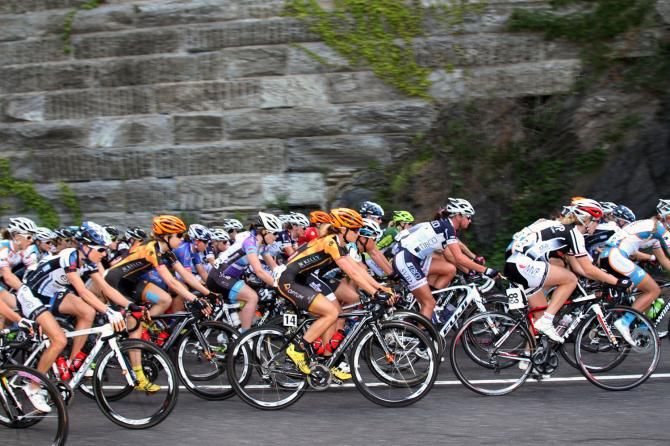 The women's peloton in Philly