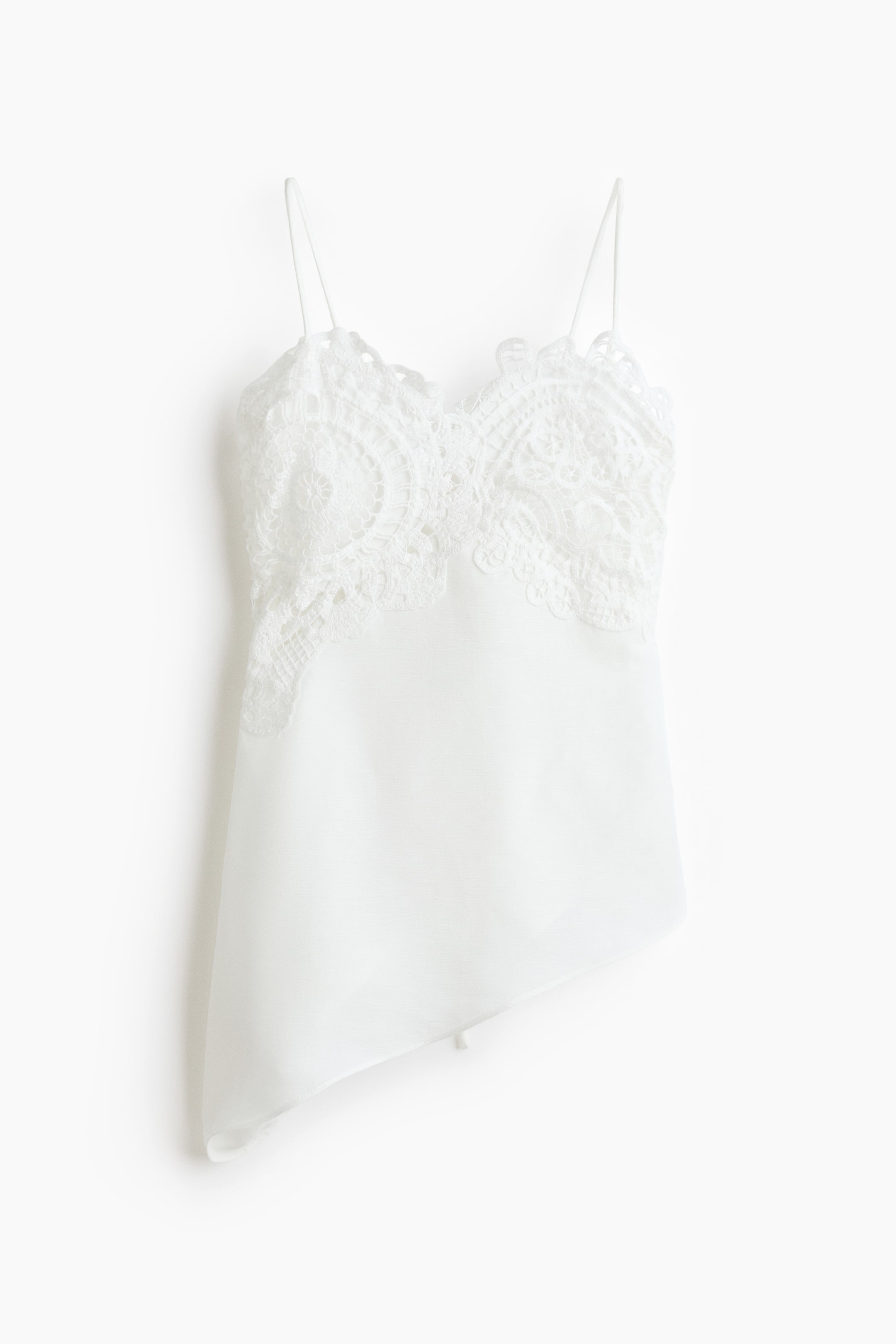 Lace-Detail Linen-Blend Top