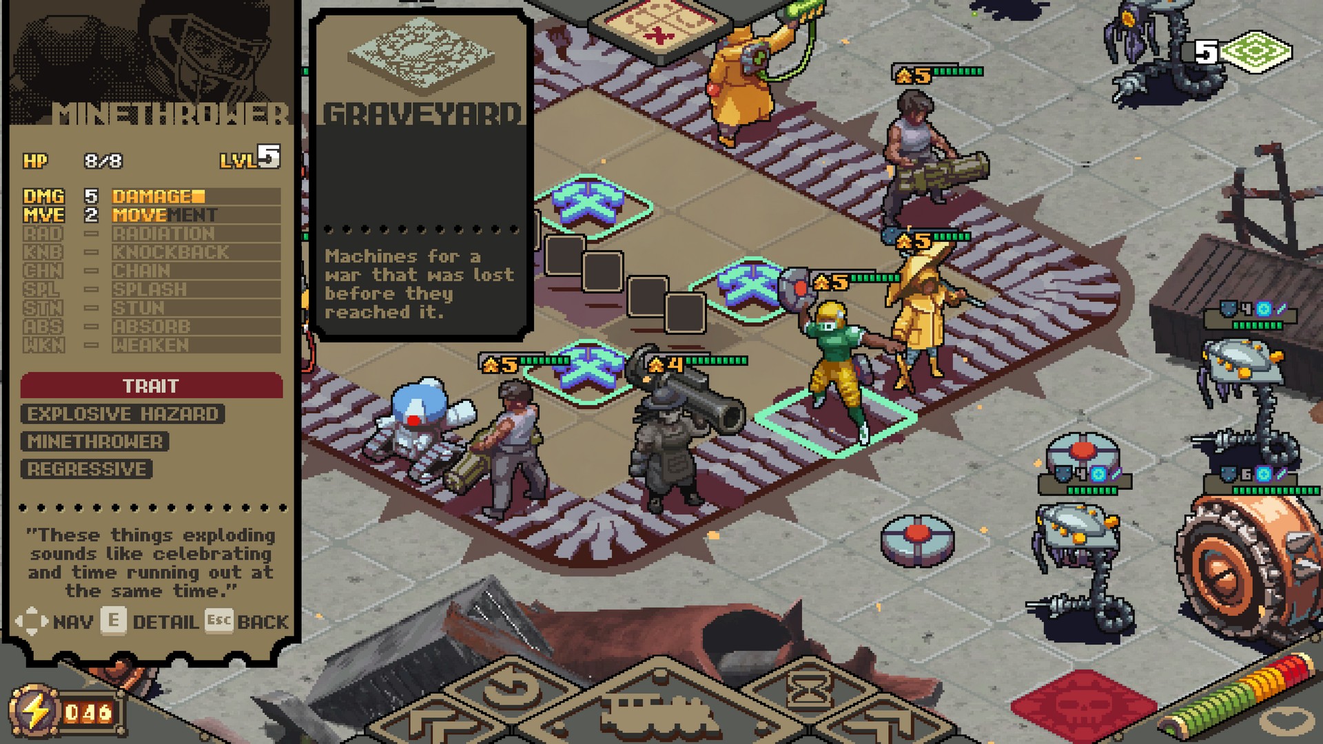 The American-football-like Minethrower unit takes aim in Australia Did It's Graveyard biome