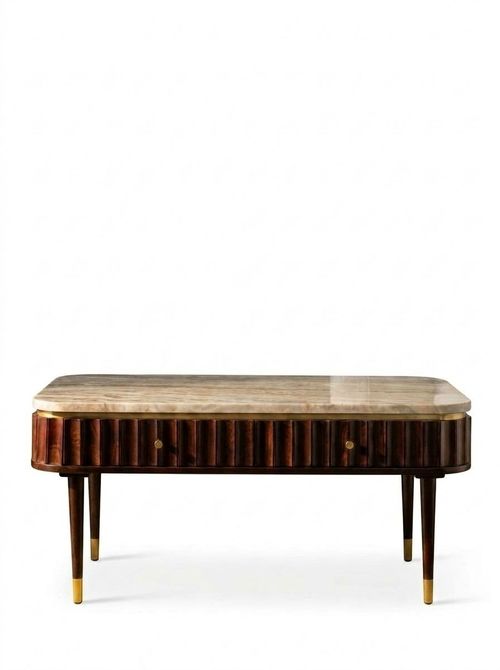Flute Marble Coffee Table in Vintage