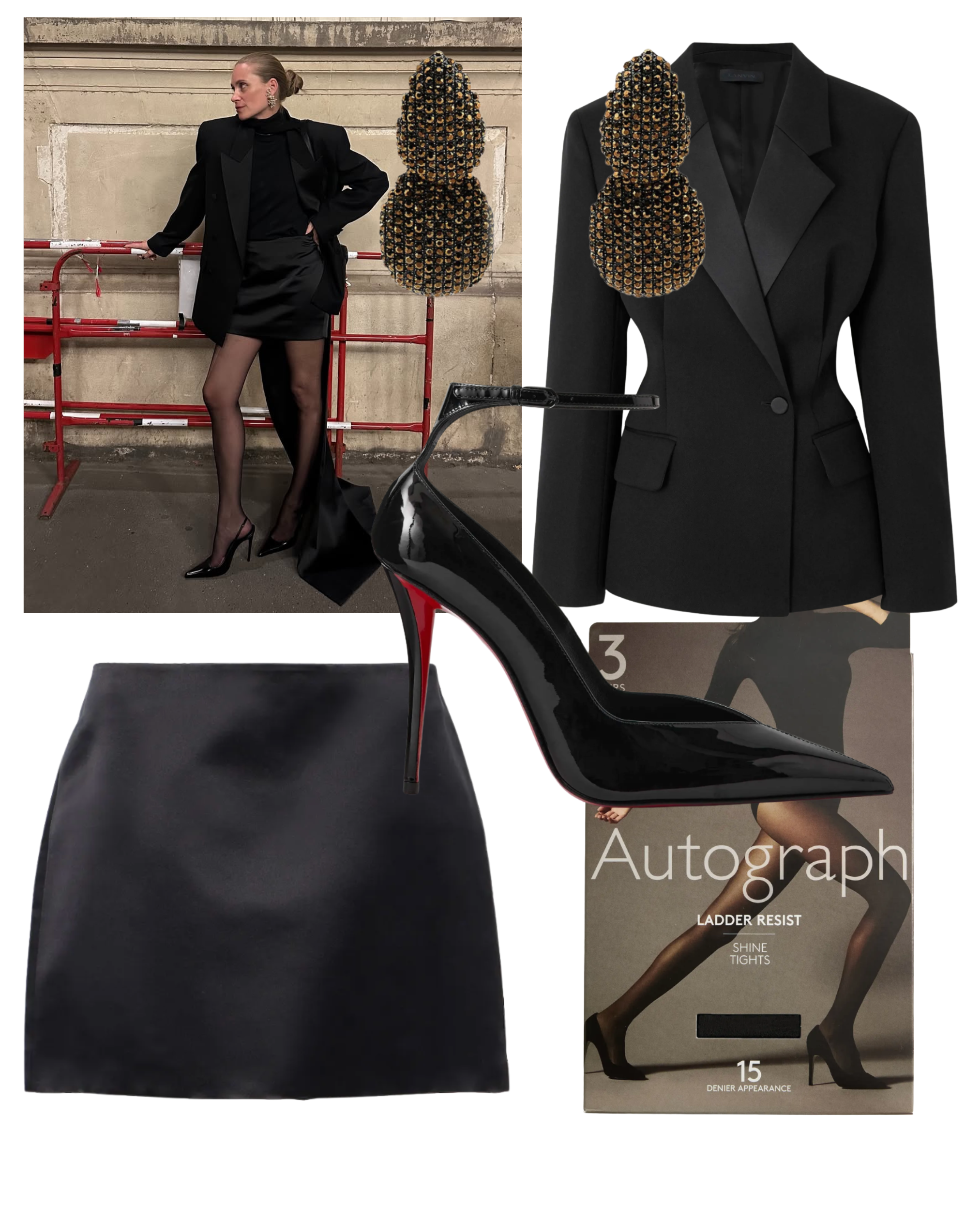 @tineandreaa wears black blazer and skirt