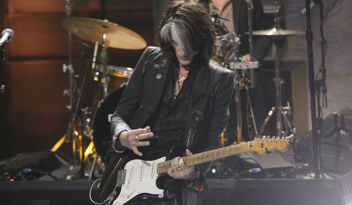 Joe Perry performs on The Tonight Show with Jay Leno on January 30, 2012