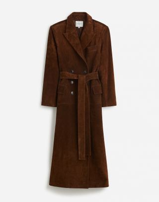 Alexa Chung for Madewell Double-Breasted Blazer Overcoat in Suede