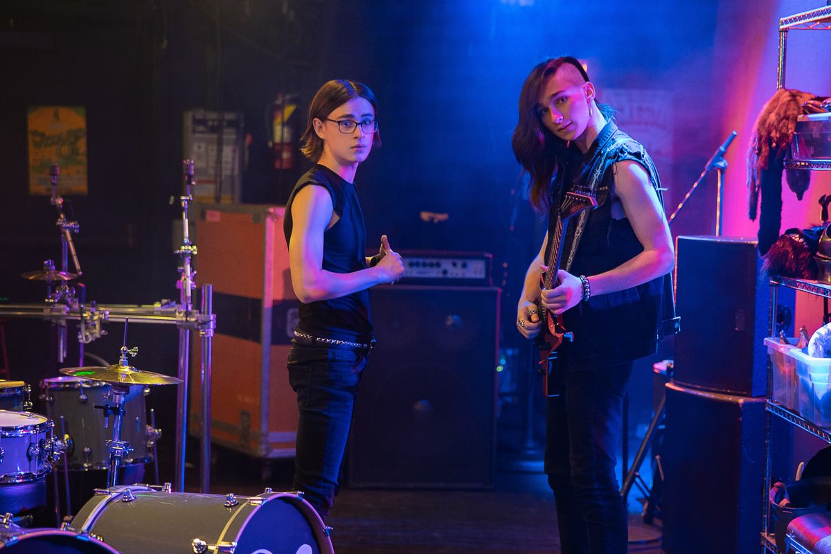 Metal Lords on Netflix stars Adrian Greensmith and Jaeden Martell.