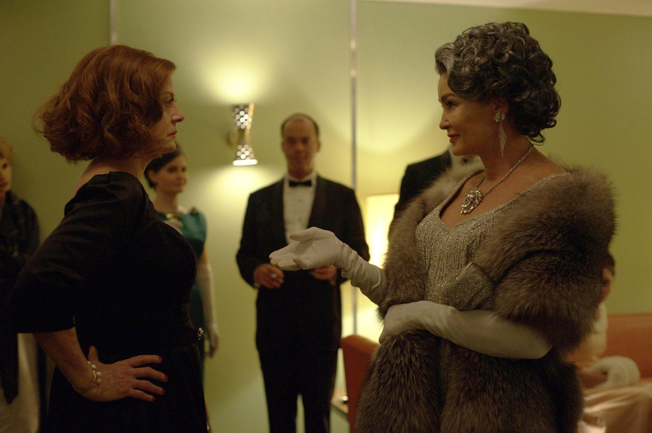 Susan Sarandon as Bette Davis, Jessica Lange as Joan Crawford