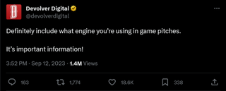 Definitely include what engine you’re using in game pitches. It’s important information!
