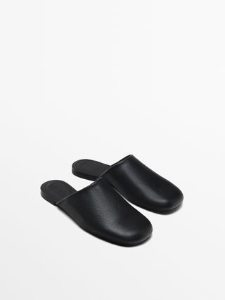 Flat Leather Mules