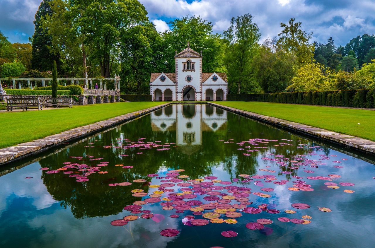 Lily Pond, Bodnant Gardens, North Wales. Credit: Alamy