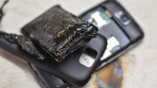 Smartphone with melted battery