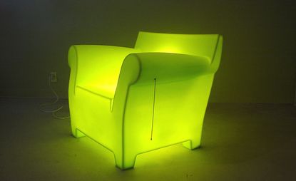 glowing green lamp armchair