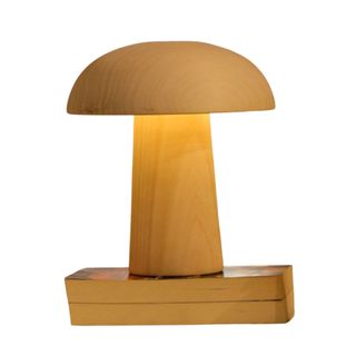 Handmade mushroom lamp in wood