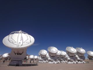 The ALMA array includes 66 individual telescope antennas deployed in Chile.