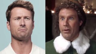 Glen Powell in the Anyone But You trailer, Buddy the Elf in 2003's Elf. 