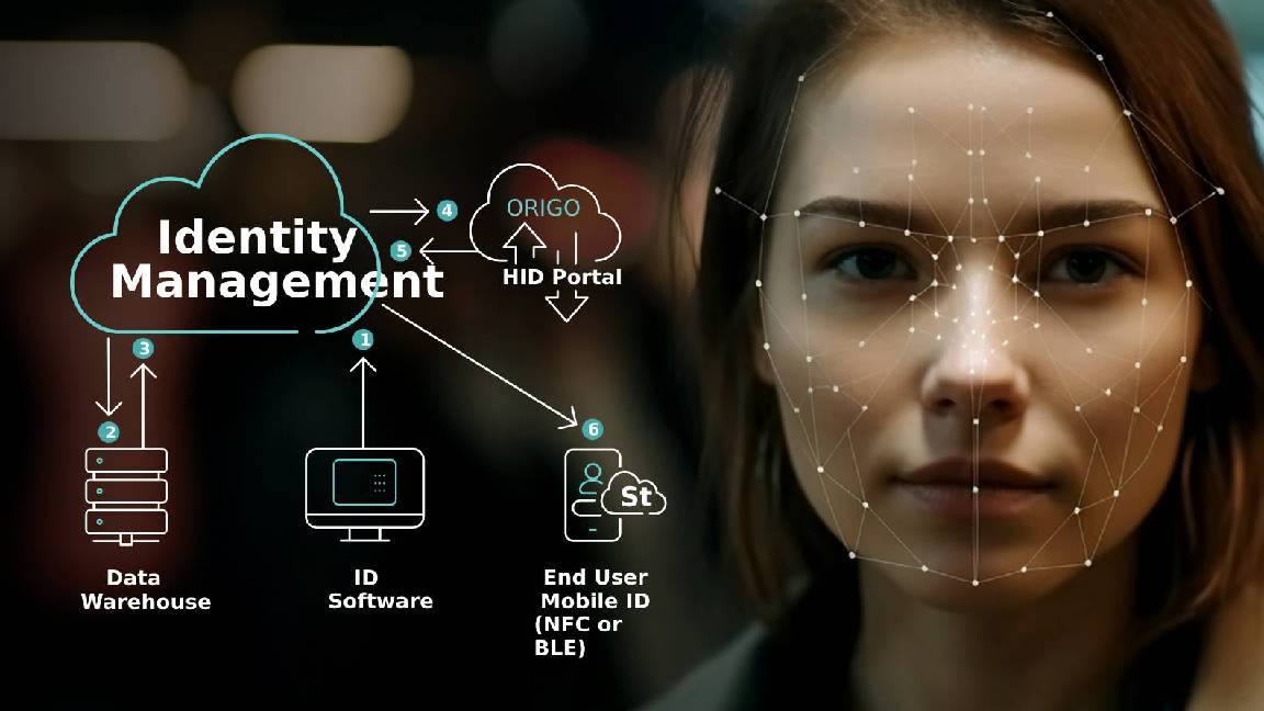 Woman's face with facial recognition lines