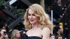 Nicole Kidman in long black dress for the Vogue World Hollywood 2025 runway at Paramount Studios on October 26, 2025