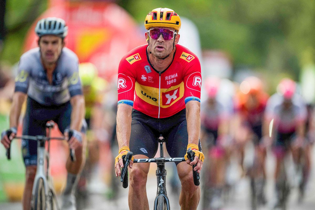 UnoXs Norwegian rider Alexander Kristoff competes in the one day cycling race Grand Prix de Wallonie 2013 km from Aywaille to the Citadelle de Namur in Namur on September 13 2023 Photo by JASPER JACOBS Belga AFP Belgium OUT Photo by JASPER JACOBSBelgaAFP via Getty Images