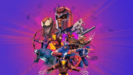 Marvel characters in a group for a piece of art