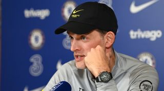Chelsea head coach Thomas Tuchel giving a press conference