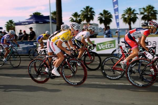 Series leader, Rochelle Gilmore (Honda) rolls out in the bunch for the third race of the series