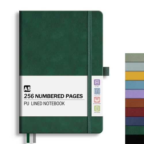 Primepoch Notebook A5 Lined With 256 Pages Thick Journal, Sticky Notes