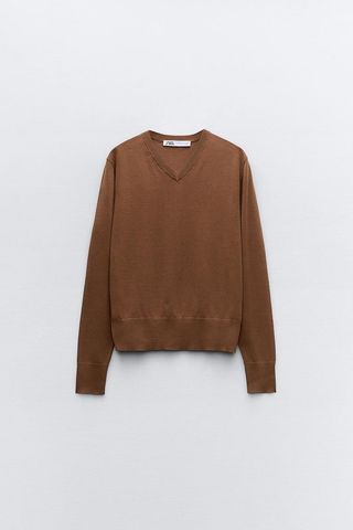 Zara, Basic V-Neck Knit Sweater