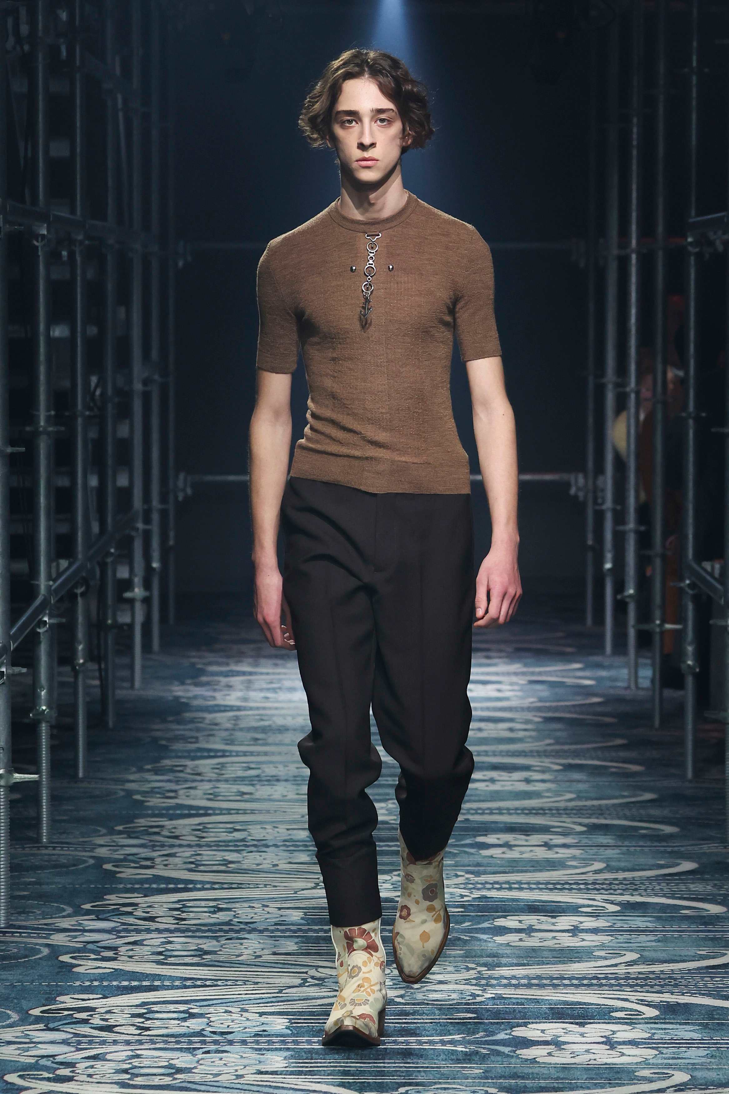 Prada Mens FW25 show featuring brown sweater