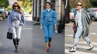street style influencers showing best jeans to wear with cowboy boots - straight leg jeans
