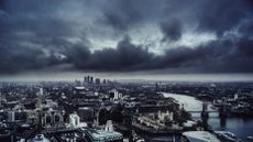 Dark clouds gathering against the London skyline