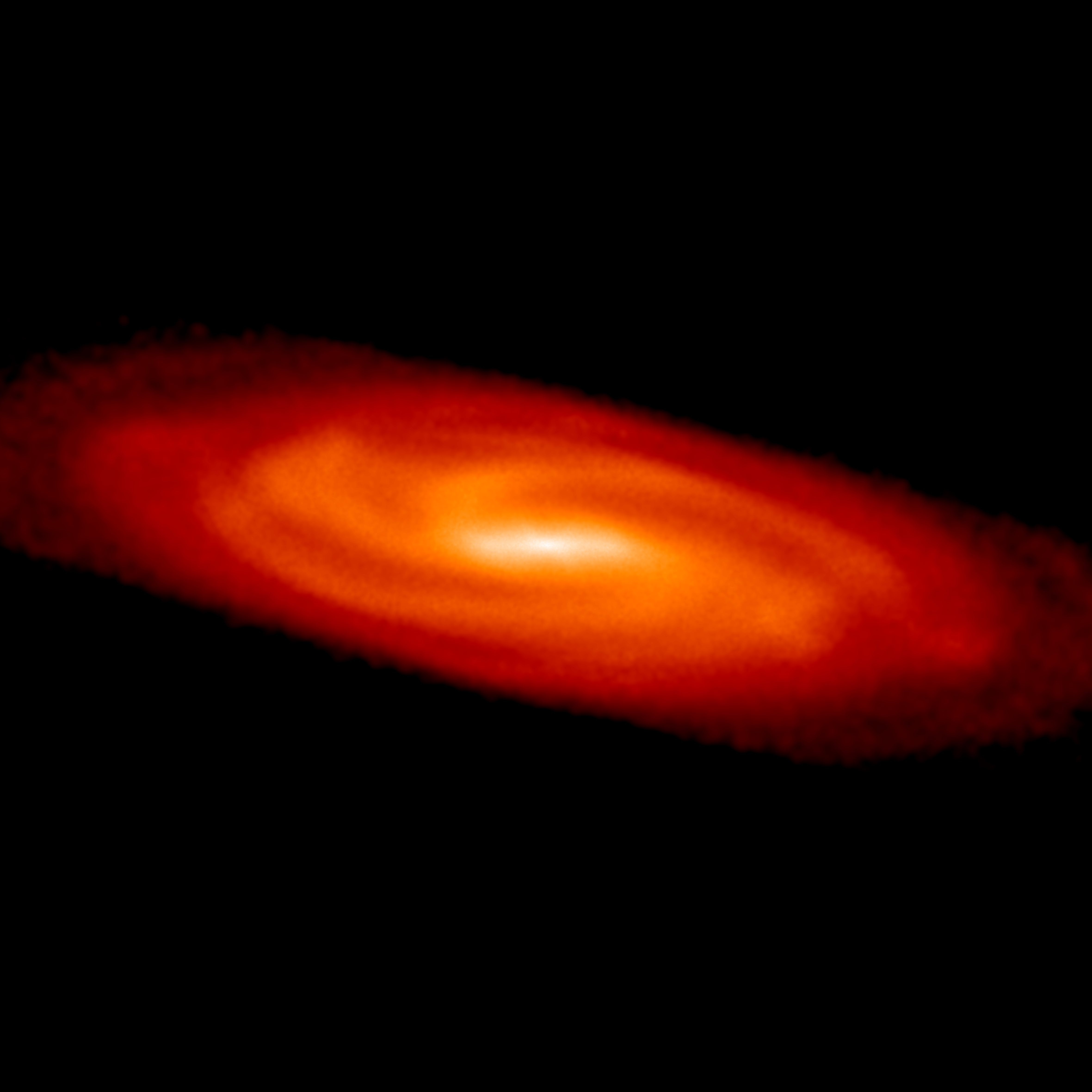 This high resolution simulation of the Milky Way galaxy was used to test a mass-measuring technique used to estimate the density of dark matter near the sun in an August 2012 study.