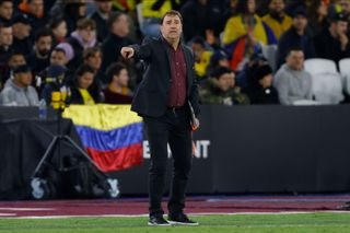 Nestor Lorenzo, Head Coach of Colombia on the side line during the international friendly match between Spain and Colombia at London Stadium on March 22, 2024 in London, England. (Photo by Nigel French/Sportsphoto/Allstar via Getty Images)