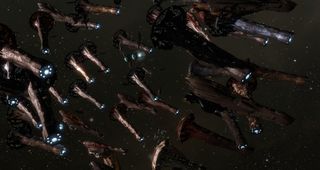 A fleet of Avatar-class Titans en route to battle. Credit: Imperium News.