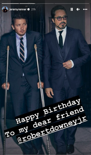 Jeremy Renner and Robert Downey Jr birthday post