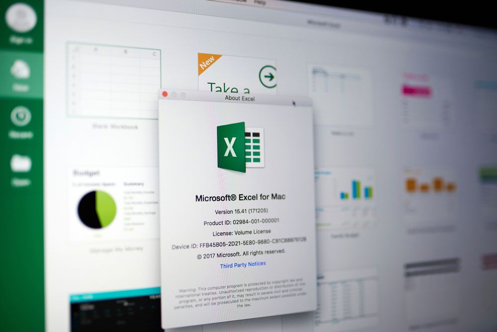 Microsoft Excel for Mac on a Mac&#039;s screen.