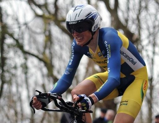 Gustav Erik Larsson (Vacansoleil-DCM Pro Cycling) on his way to winning the opening stage at the 2012 Paris-Nice
