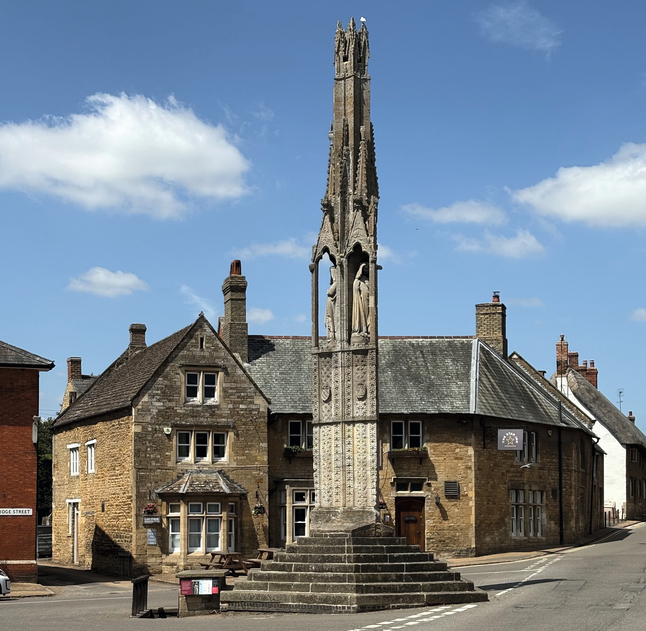 The Eleanor Cross at Geddington, Northamptonshire. Photo by John Goodall
