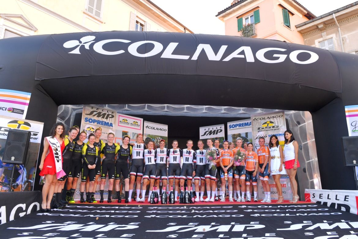 The TTT podium topped by Team Sunweb