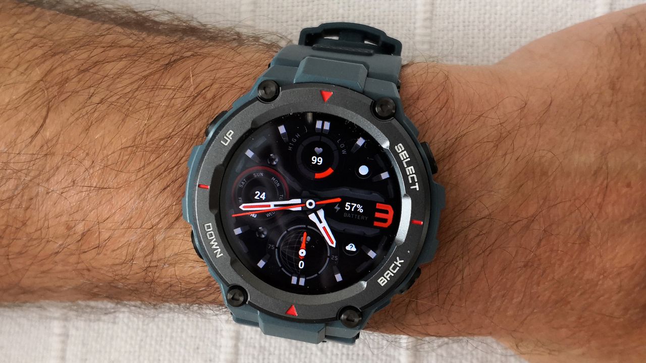 The Amazfit T-Rex Pro on the wrist of one of Fit&amp;Well&#039;s freelancers Rob Clymo