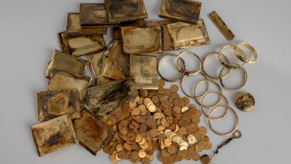 The coin hoard, amounting to over $340,000, was possibly hidden by people fleeing political persecution.