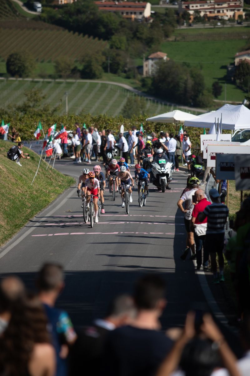 Small front group of riders