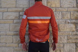 Image shows the dropped tail of the Rapha Brevet Gore-Tex Rain Jacket