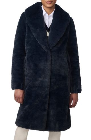 Faux Fur Shawl Collar Coat