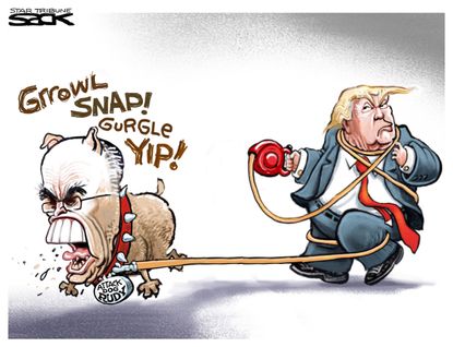 Political cartoon U.S. Rudy Giuliani attack Trump