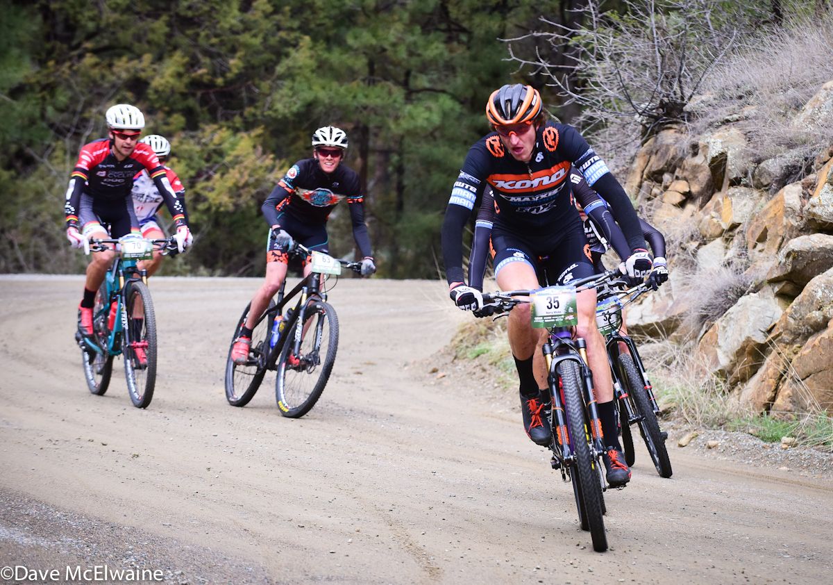 Barry Wicks (Kona) turning onto the first fire road climb