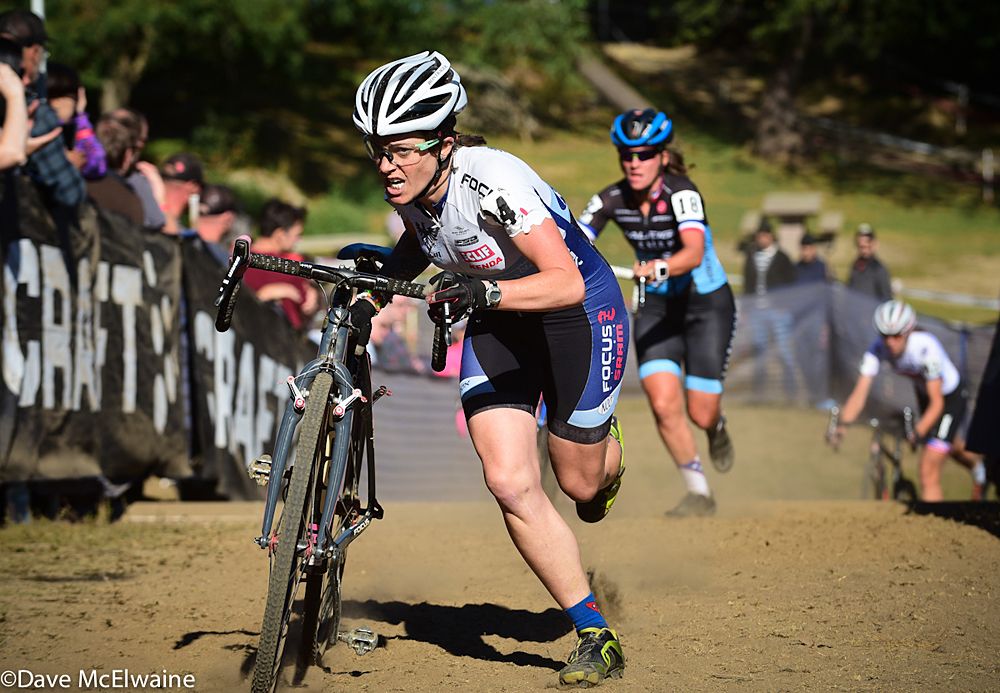 Jena Greaser (JAM/NCC/Vittoria) found herself leading the race on lap two