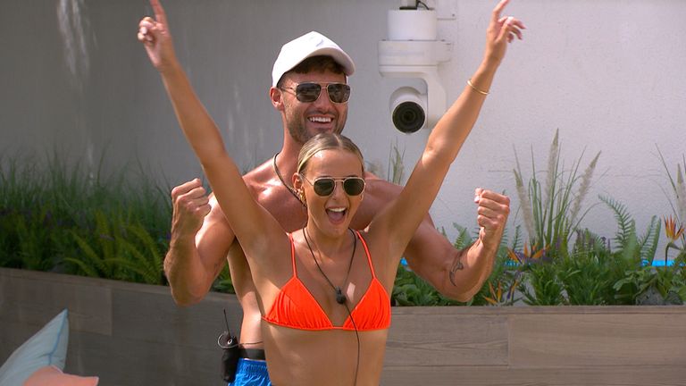 Liam and Millie during the ‘A Couple of Sorts’ challenge, Love Island UK