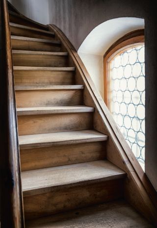 wooden staircase in period property