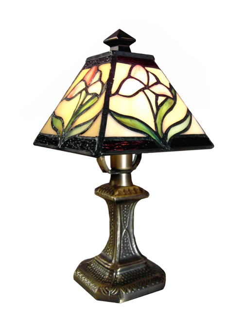 Tiffany-Style Pink Lily Mini Table Lamp