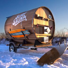 A portable sauna for cold-weather surfers