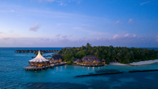 Baros Maldives at sunset 