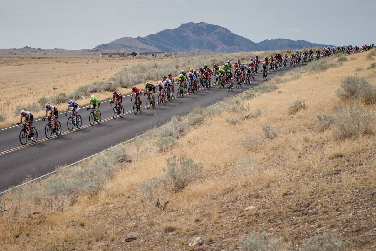 Todays stage gets underway on Antelope Island.